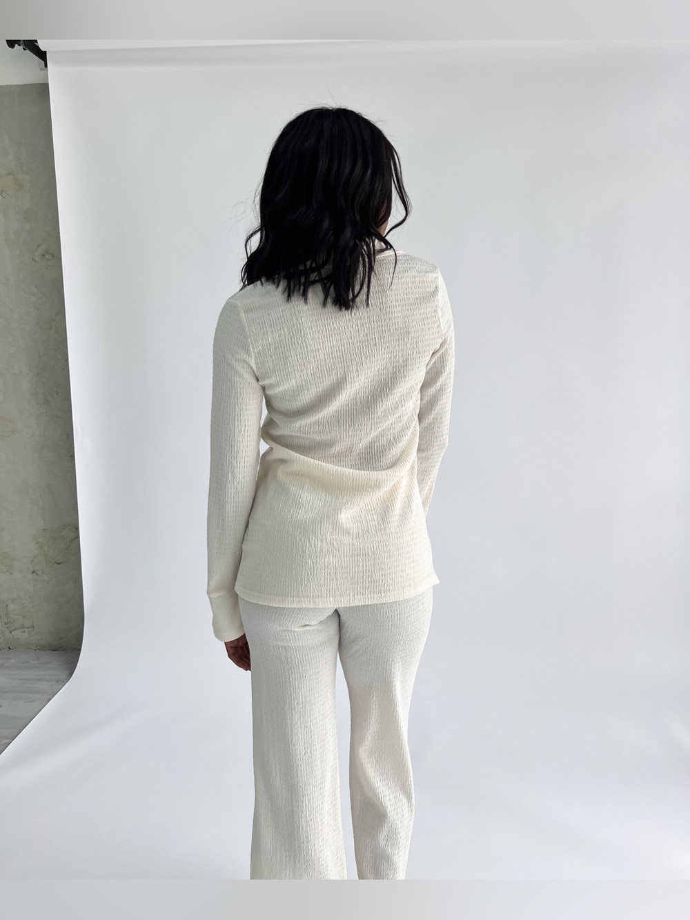 Et clet Cream Ribbed Button-Up Set - Picture 3 of 16